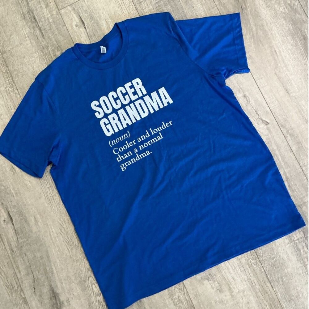 Bella Canvas 2XL Soccer Grandma Graphic T-Shirt Blue DTG Print NWOT